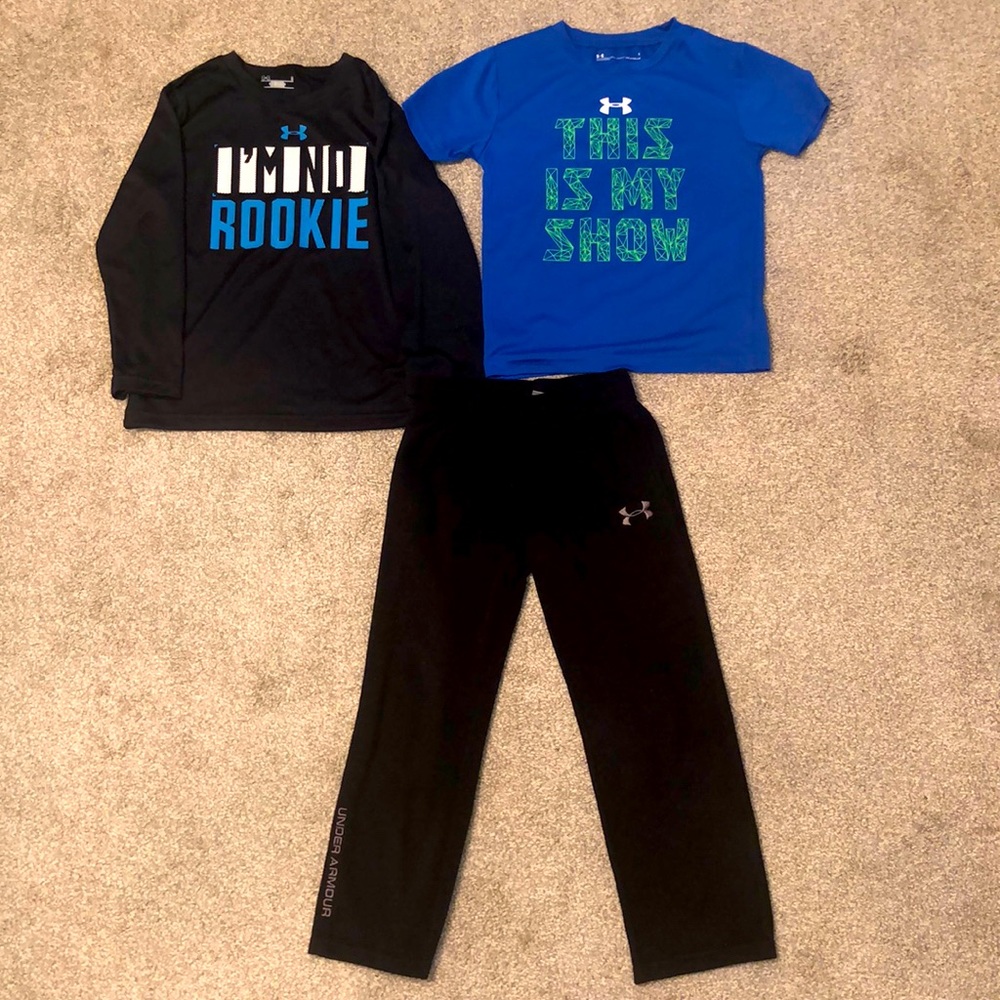 Under Armour little boys 3 pc set size 5 💙🤍🖤